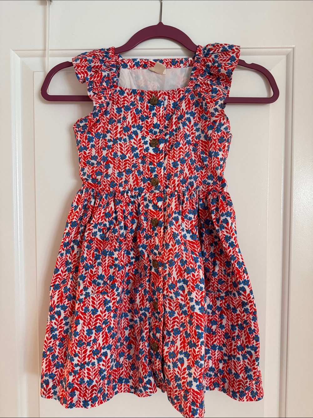 Crewcuts Red and Blue Floral Button Sundress